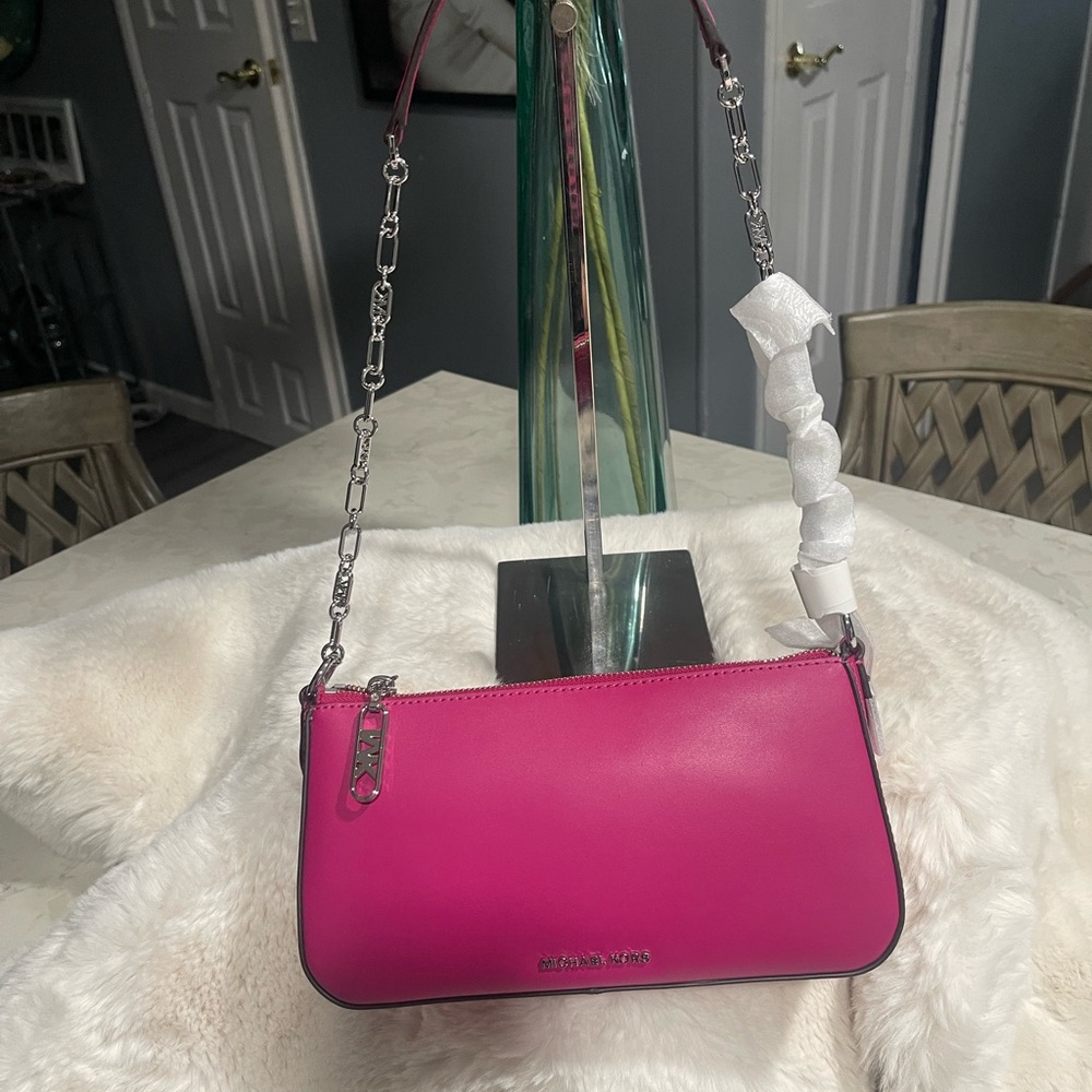 Michael Kors Deep Fuchsia Chain Pouchette - Picture 3 of 13